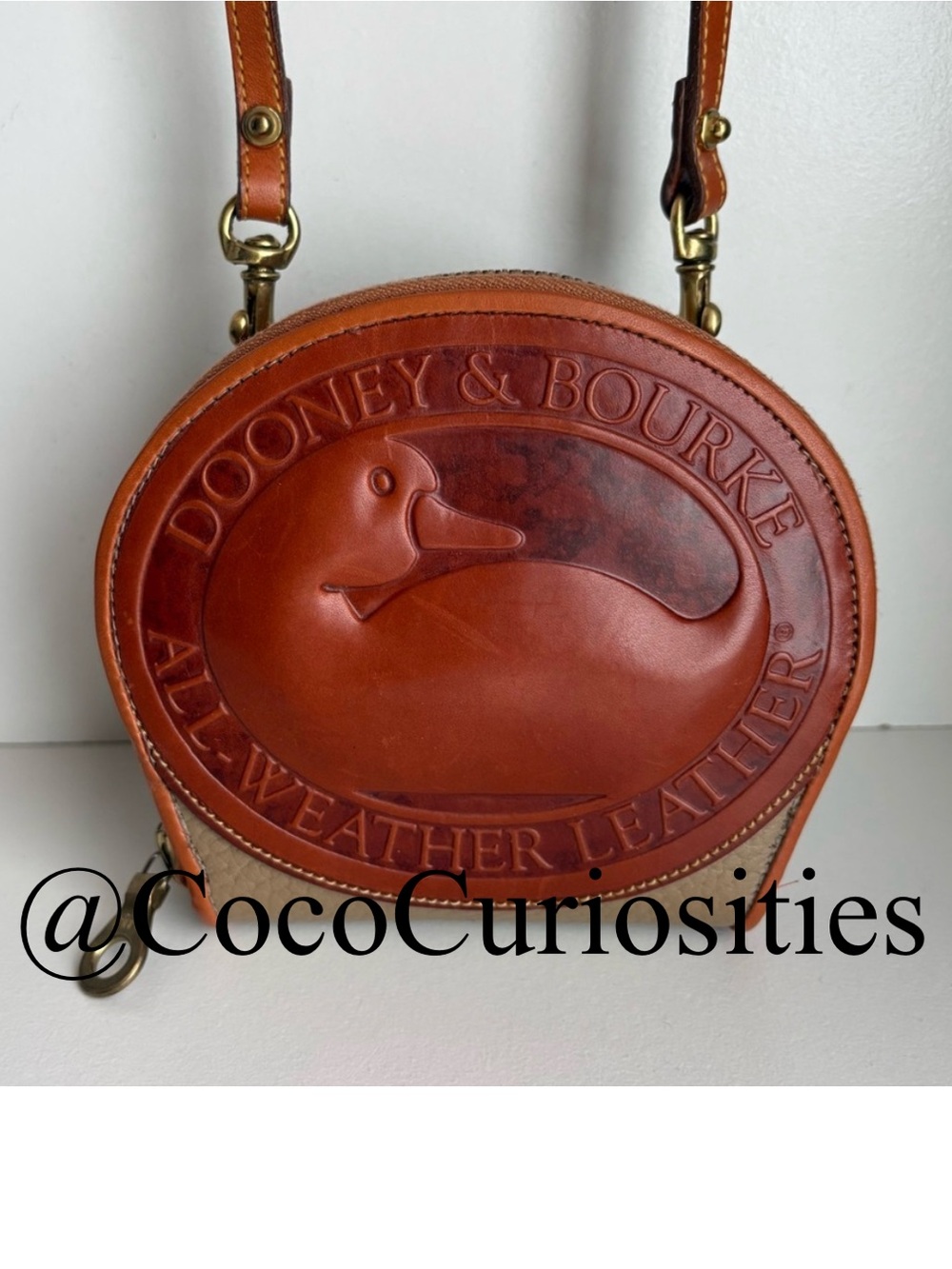 Dooney and Bourke awl Taupe Leather Big Duck On Strap Wallet Crossbody